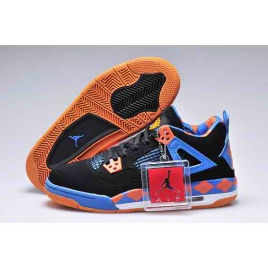 Air Jordan 4 Shoes 2013 Womens Barefoot Printing Black Blue Orange